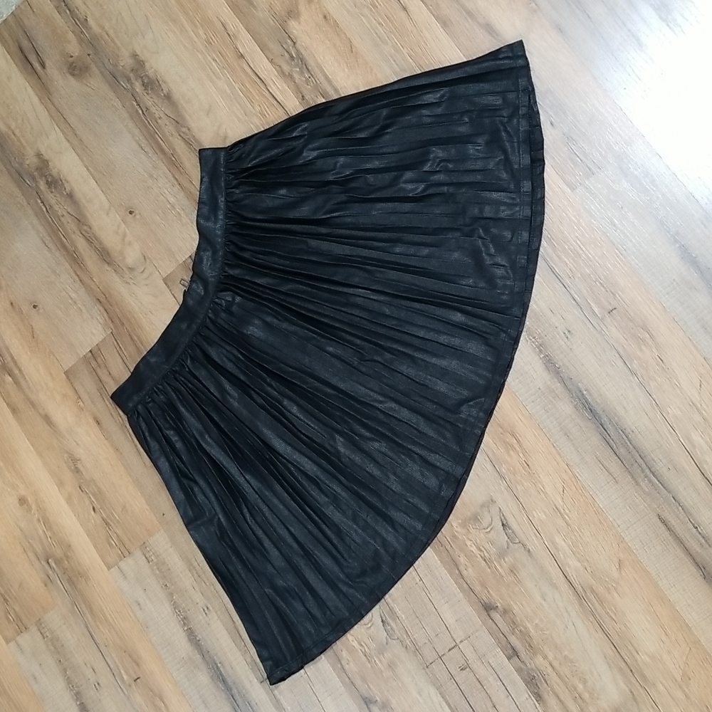 Bongo Black Polyester Rayon Pleated Mini Skirt - image 1
